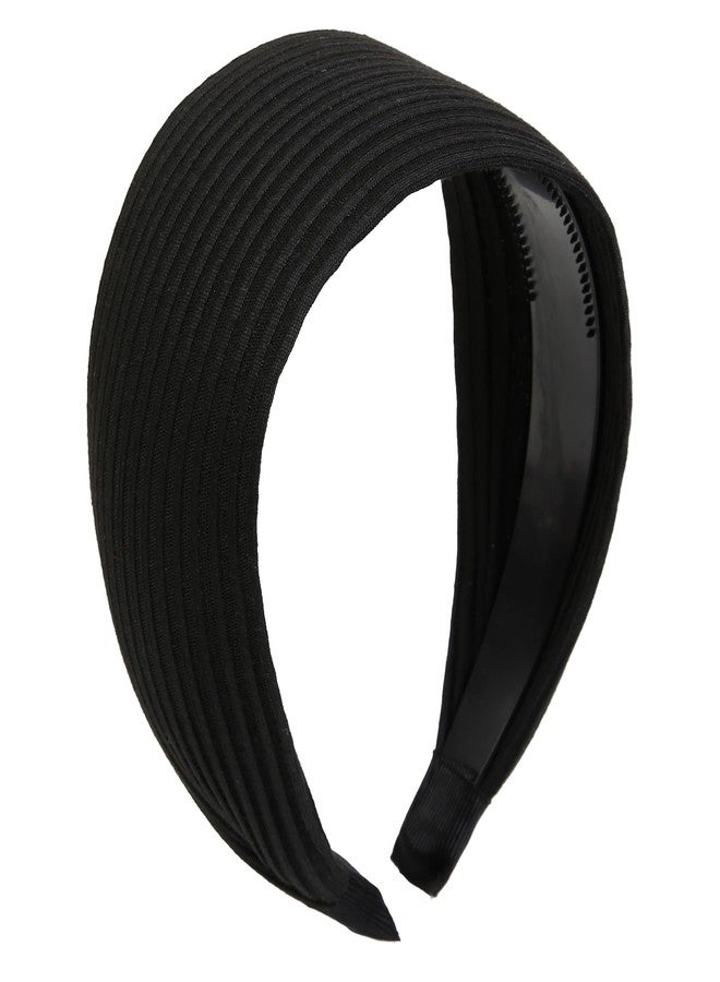 AIBFRID Black Headbands for Women 2.7 Inch Extra Wide Fabric Headband Fashion Stripe Non Slip Elastic Head Bands for Girls Hair Accessories - Image 2